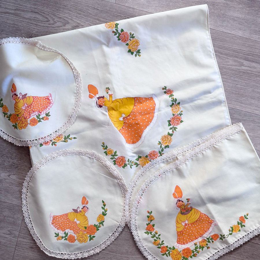 Handpainted vintage ladies linen set