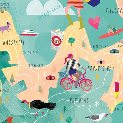 Hardy's Bay map tea towel