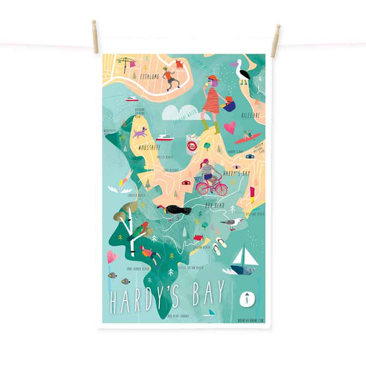 Hardy's Bay map tea towel