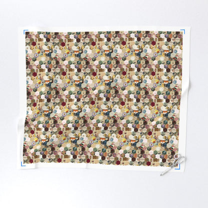 Fabric : Hexagon Bees & Flowers small scale