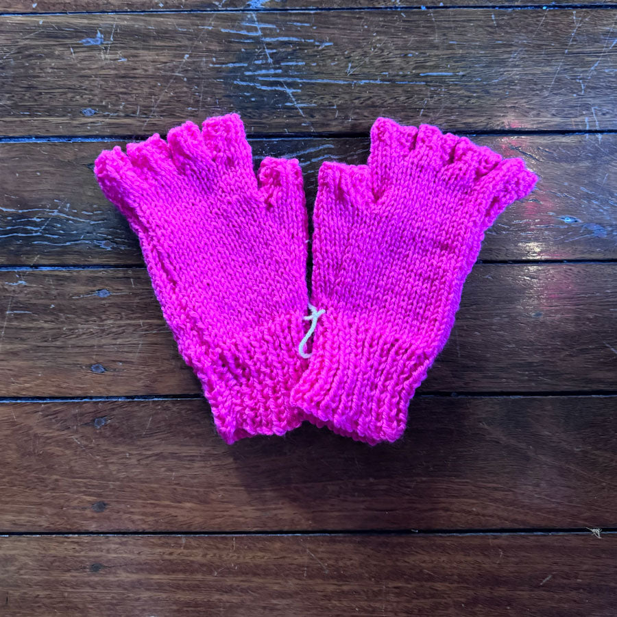 Hot pink fingerless gloves