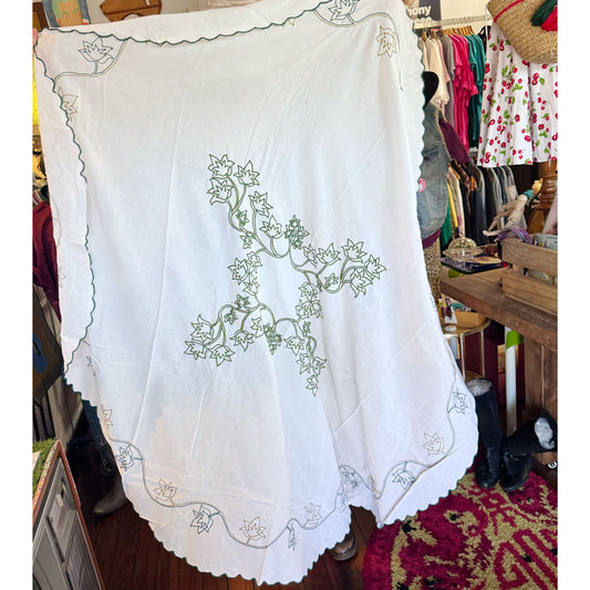 Huge round embroidered tablecloth