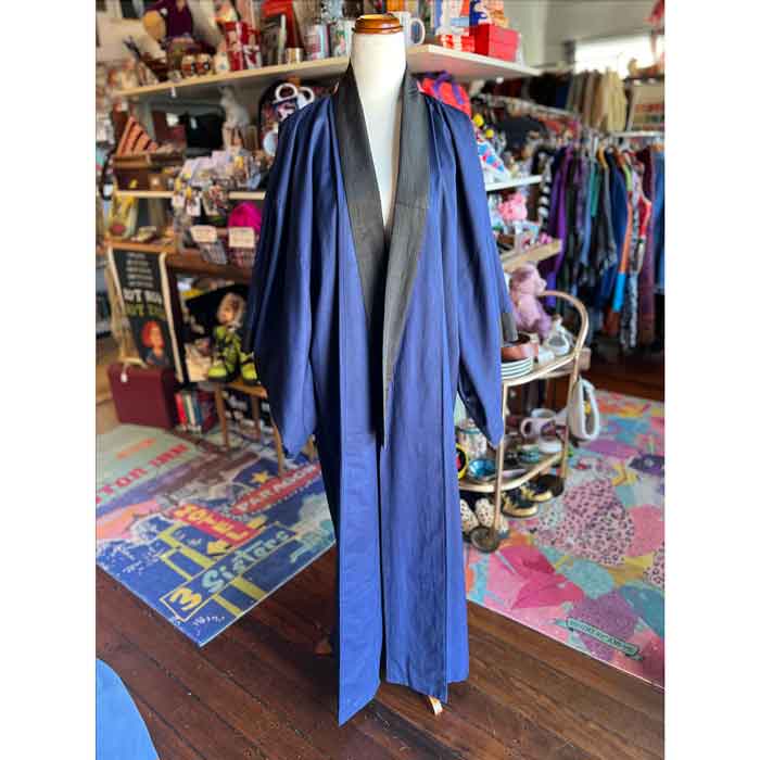 Indigo blue black kimono