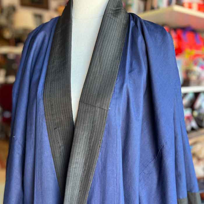 Indigo blue black kimono