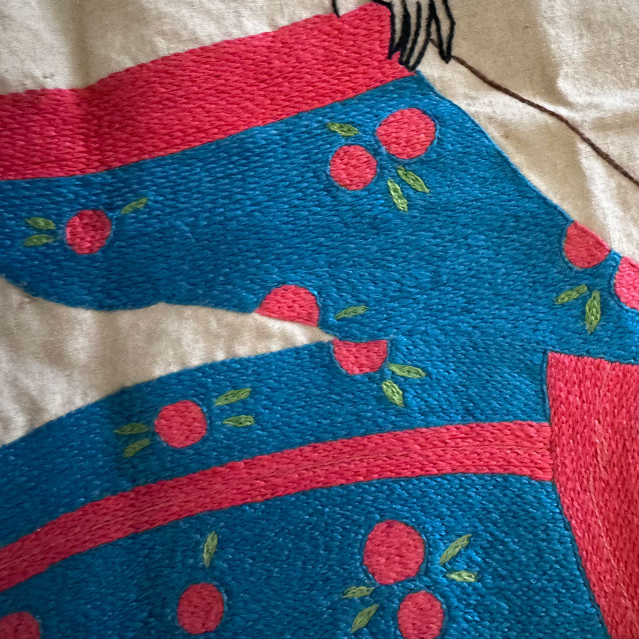 Japanese lady embroidery panel