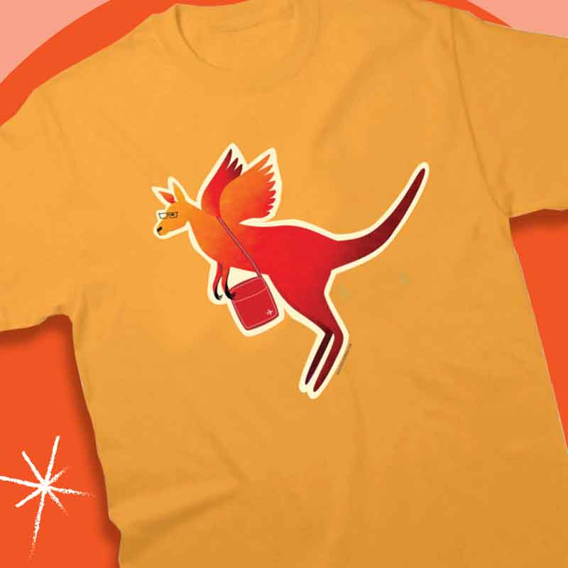 Retro Flying Kangaroo kids t shirt