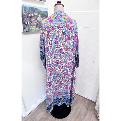 sz M fab floral kimono