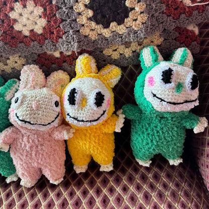 Hand knitted LABUBU bunny toys