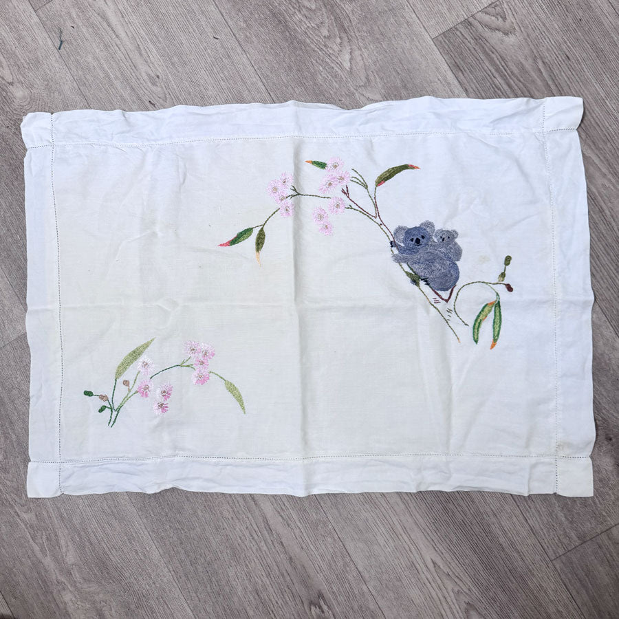 Koala embroidered pillowcase