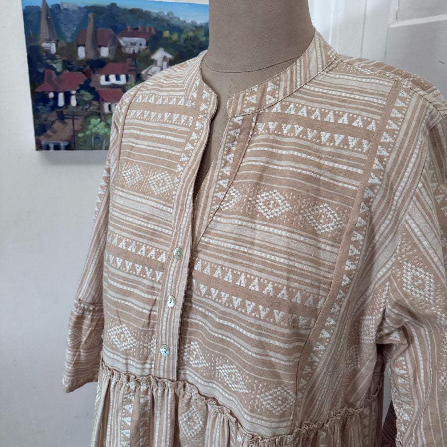 sz L cream boho dress