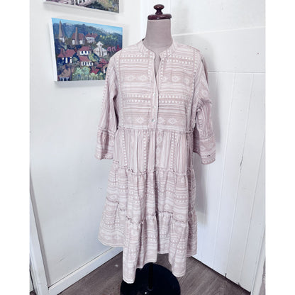 sz L cream boho dress