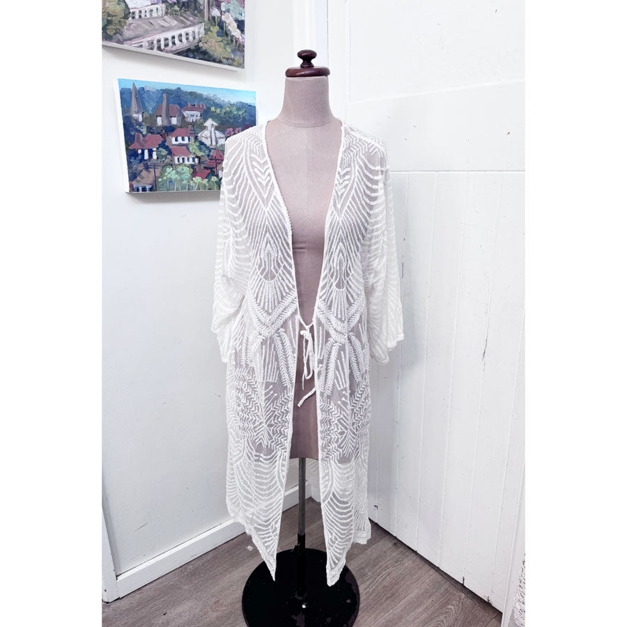 sz 18 white lace kimono