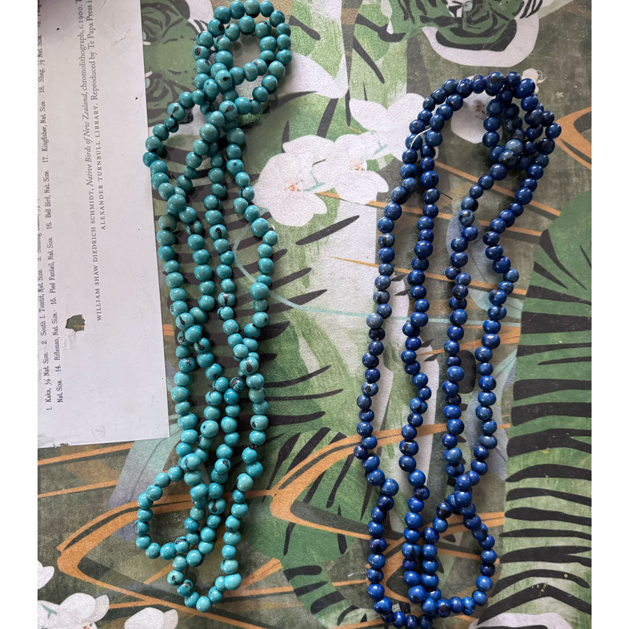 Royal blue beaded long necklace