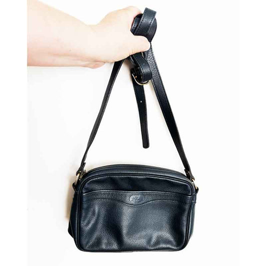 Longchamp grained leather navy black bag