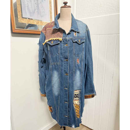 Curvy upcycled denim coat Mango Lassie