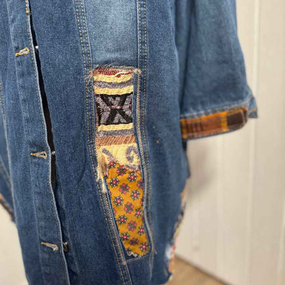 Curvy upcycled denim coat Mango Lassie