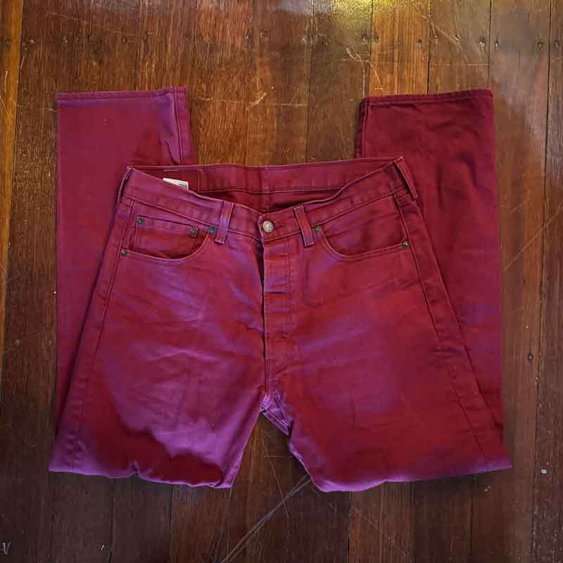 sz 34 maroon Levis 501s jeans