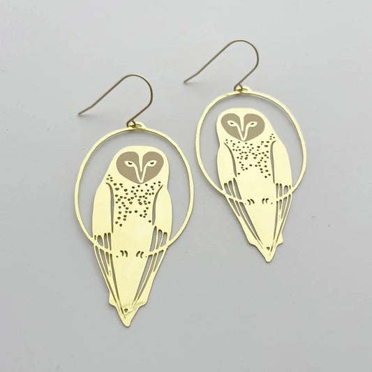 Gold Owl dangle earrings