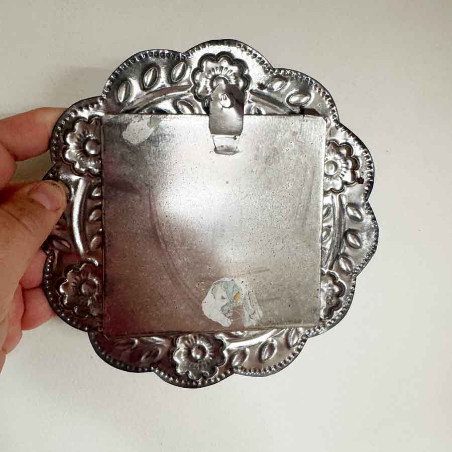 Mexican tin round mirror