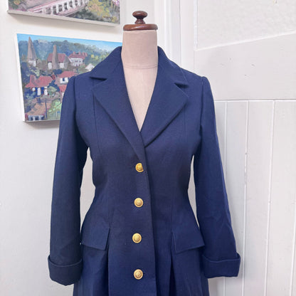 Navy wool swing coat