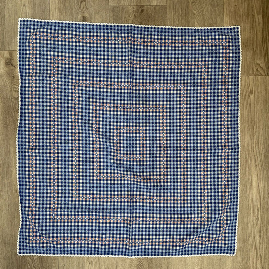Navy gingham square tablecloth