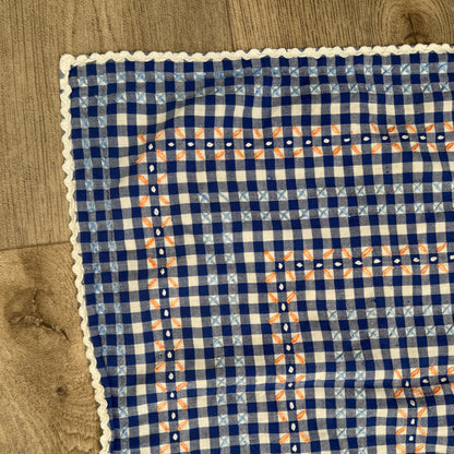 Navy gingham square tablecloth