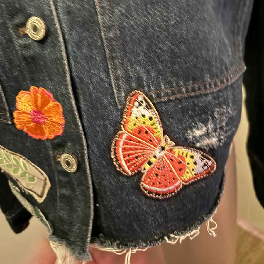 sz 10 Not A Weed upcycled denim jacket