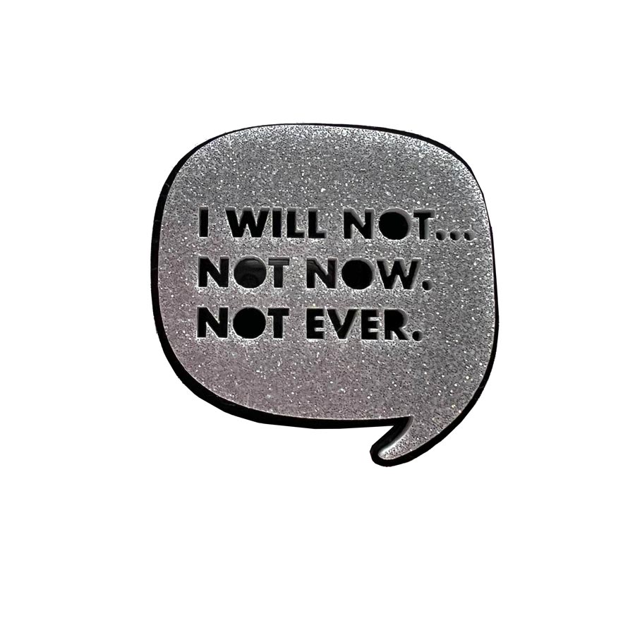 Not Now Not Ever brooch