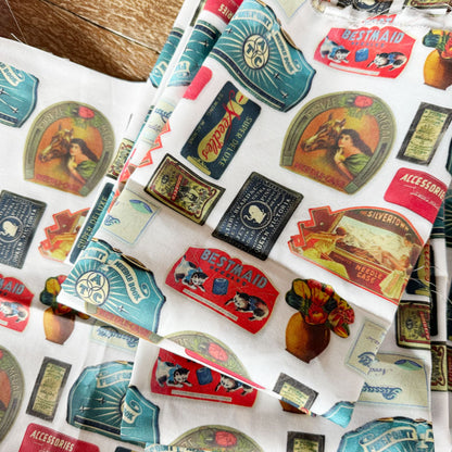 Old sewing needle label fabric