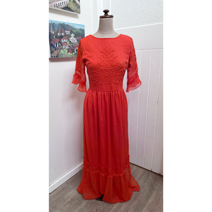 sz S bold orange maxi dress