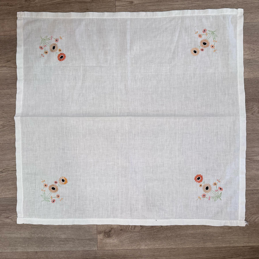 Orange flower embroidered tablecloth