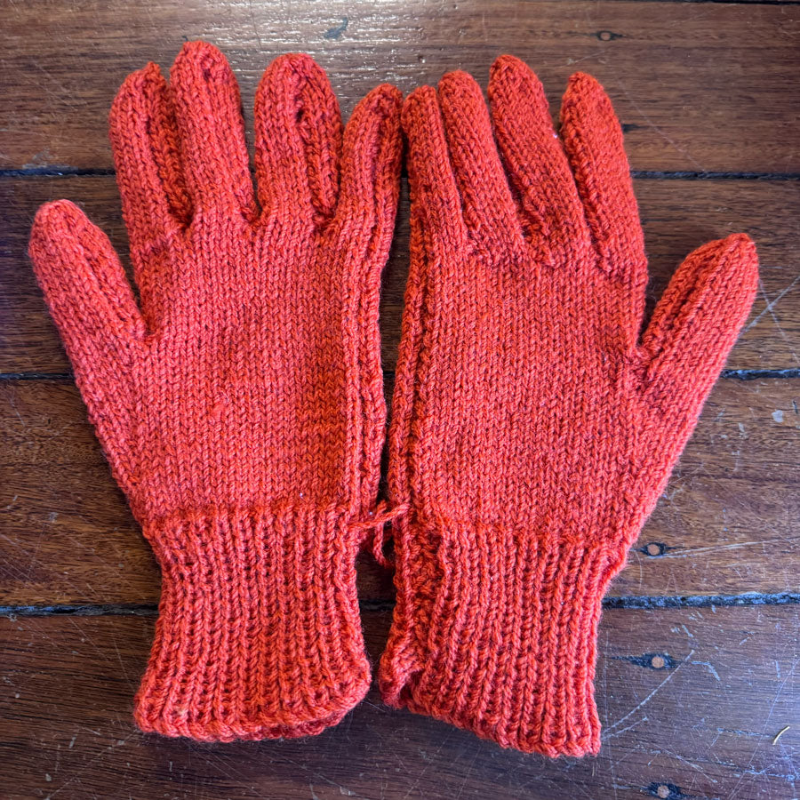 Orange handmade gloves