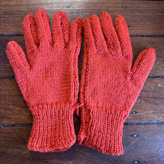 Orange handmade gloves