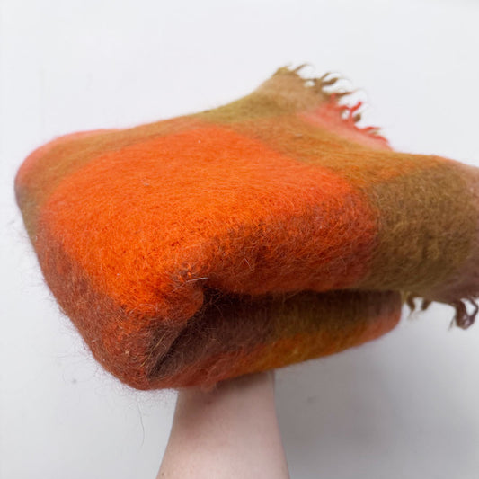 Orange check mohair blanket