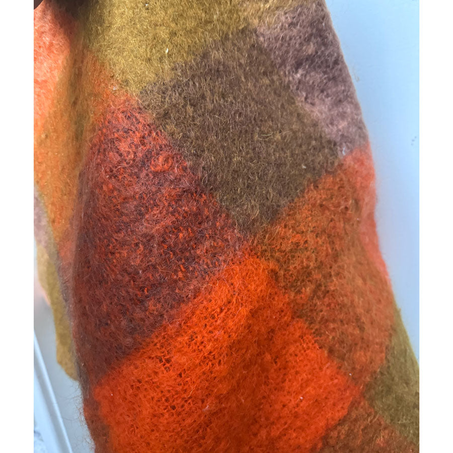 Orange check mohair blanket