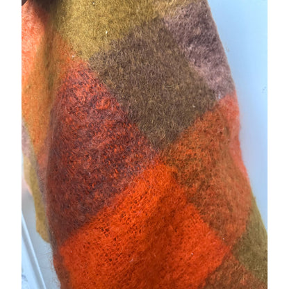 Orange check mohair blanket