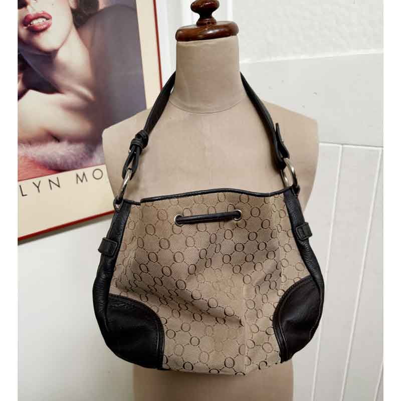 Oroton Jacquard gather hobo bag