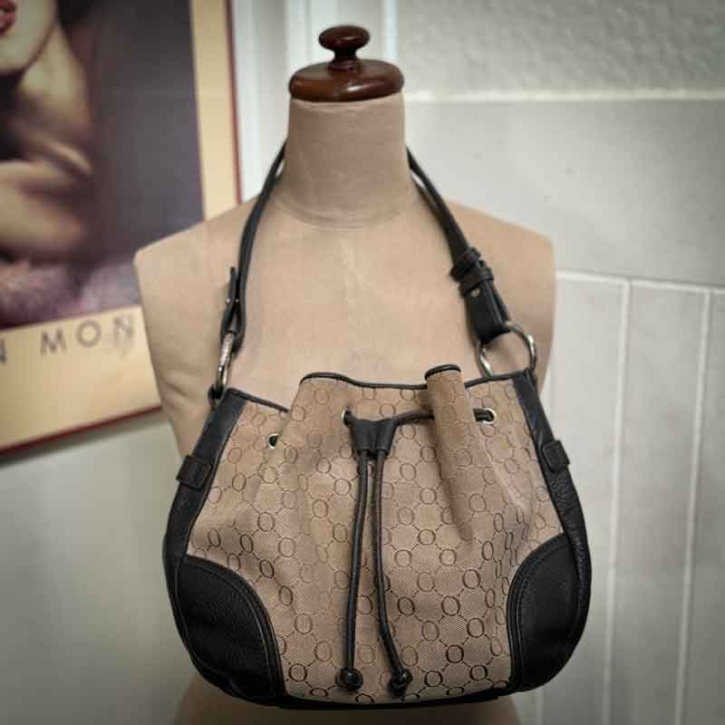 Oroton Jacquard gather hobo bag