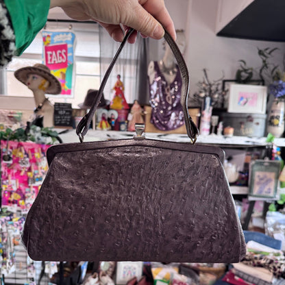 Ostrich leather vintage handbag