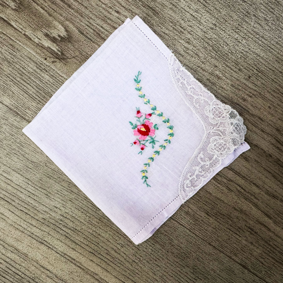 Embroidered pale pink hankerchief