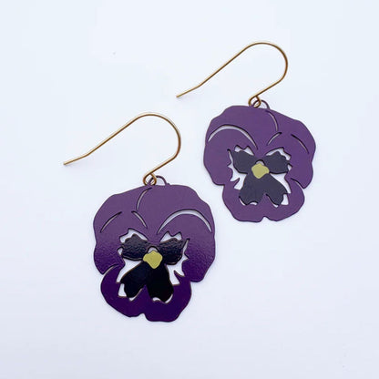 Pansy purple earrings