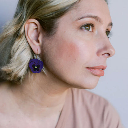 Pansy purple earrings