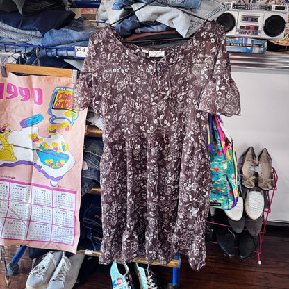 sz M Peace Angel sheer brown dress