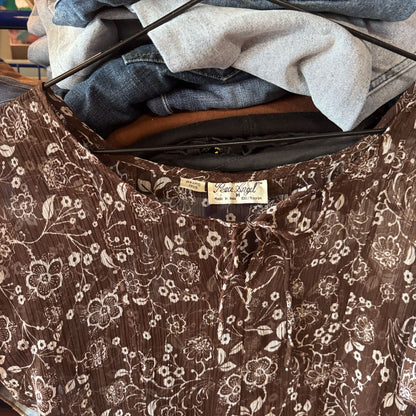 sz M Peace Angel sheer brown dress