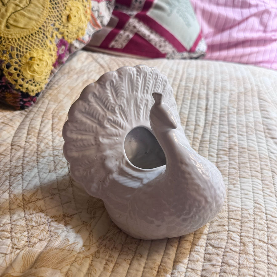 Peacock white vase