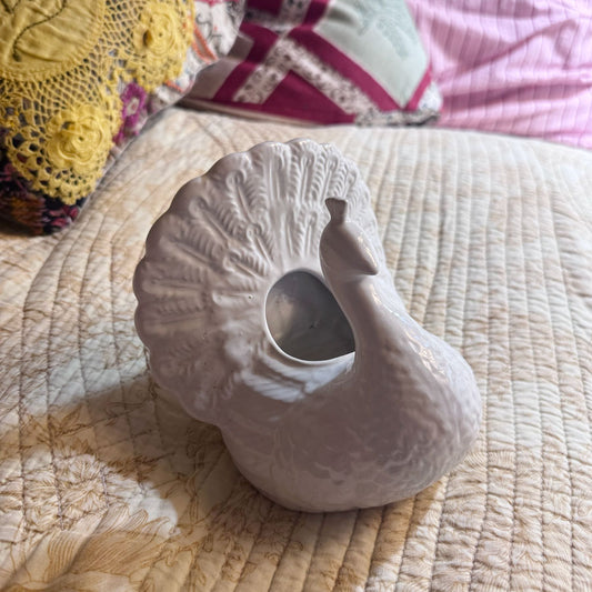 Peacock white vase