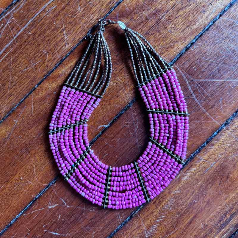 Magenta beaded necklace