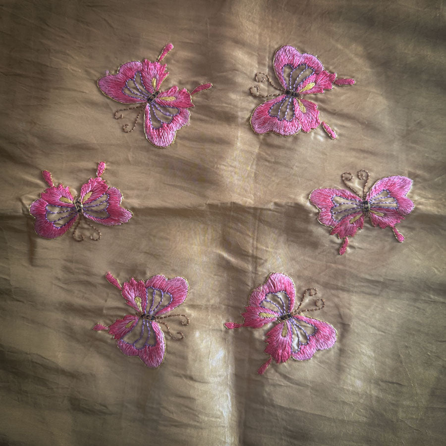 Butterflies embroidered panel