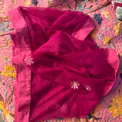Pink tulle food cover