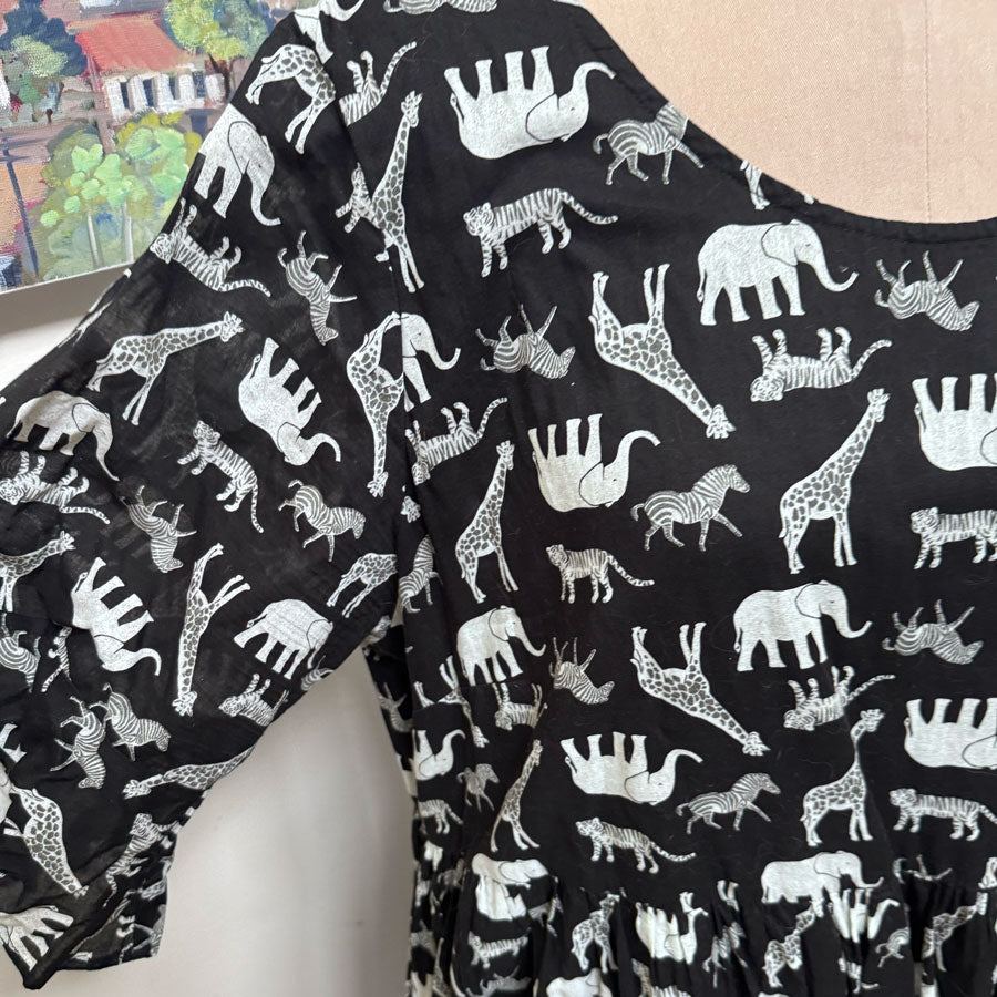 sz 22 black animal print dress